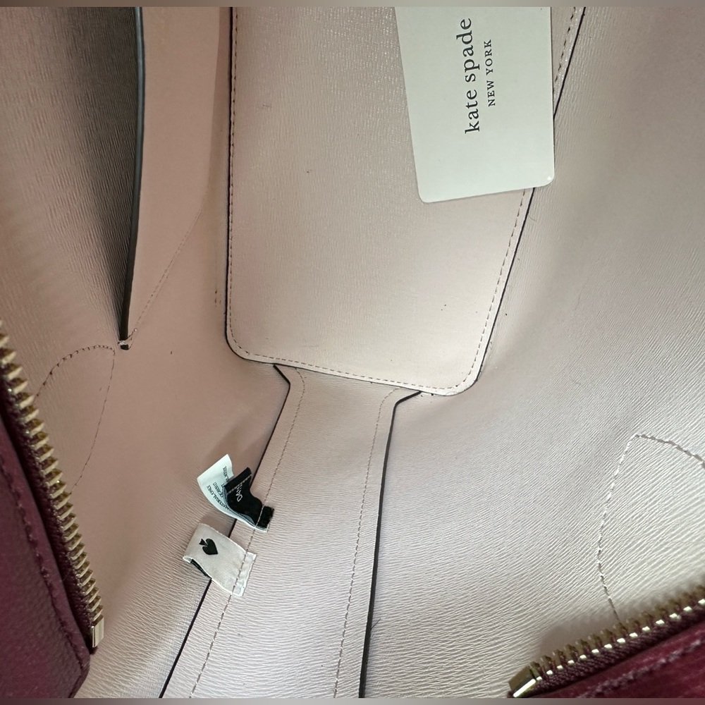 Kate Spade Red Leather Satchel with Gold Logo - Picture 11 of 15